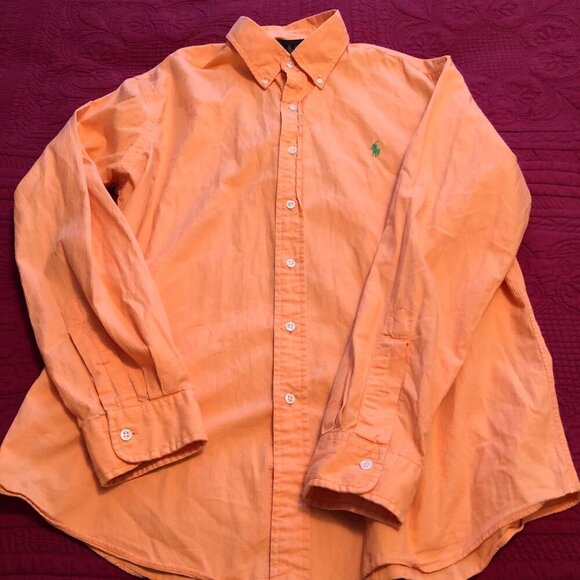 Ralph Lauren Custom Men's Polo Fit button up shirt, Size Large, Color Orange - Picture 2 of 11